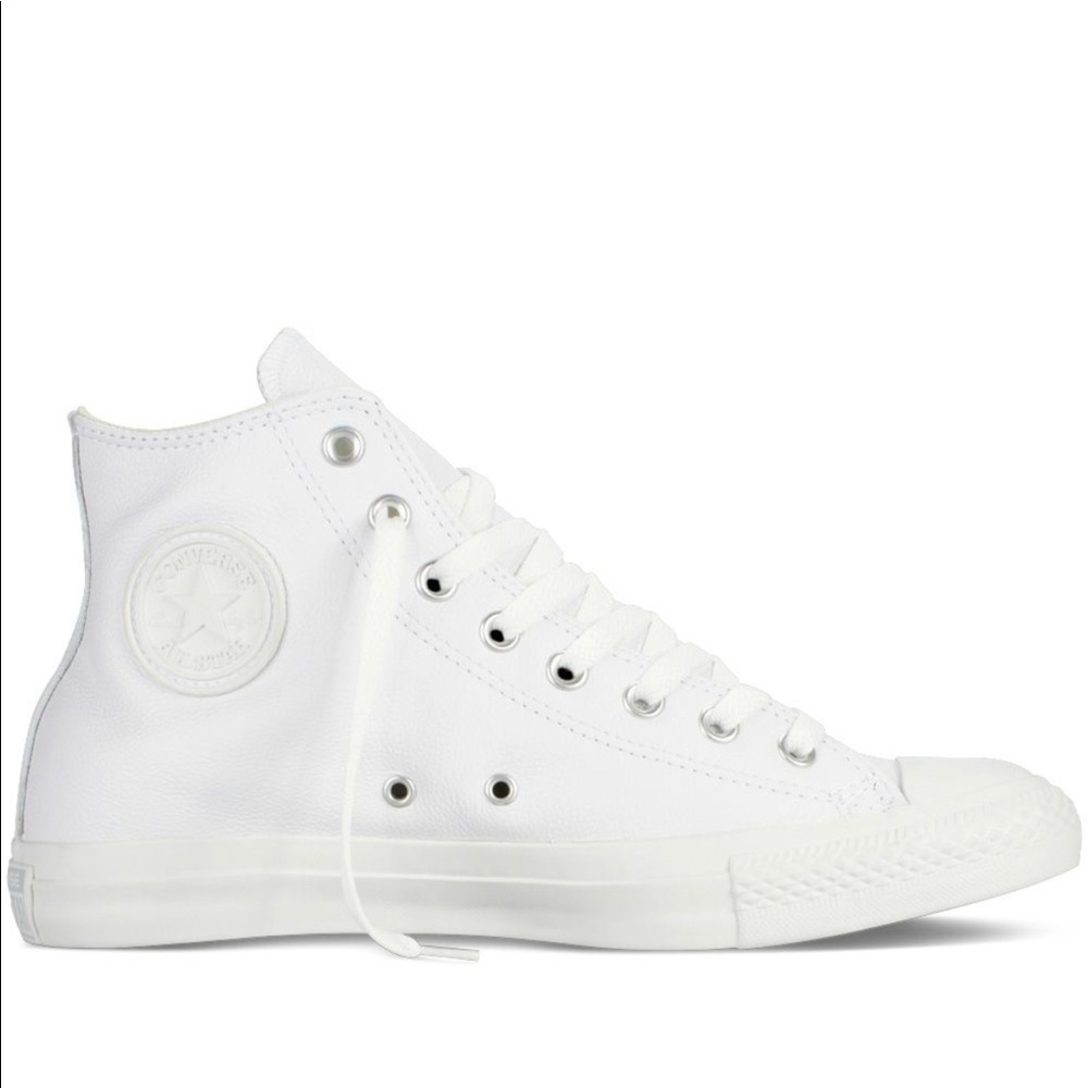 CONVERSE CHUCK TAYLOR ALL STAR HI TOP WHITE LEATHER MONOCHROME